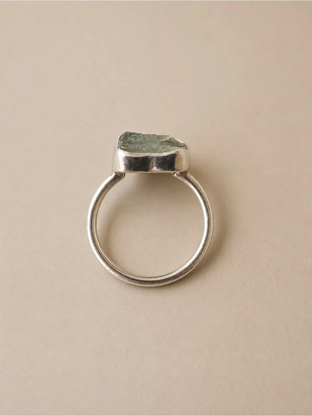 Natural Premium Rough Cut Aquamarine Handmade Ring Size 7.5